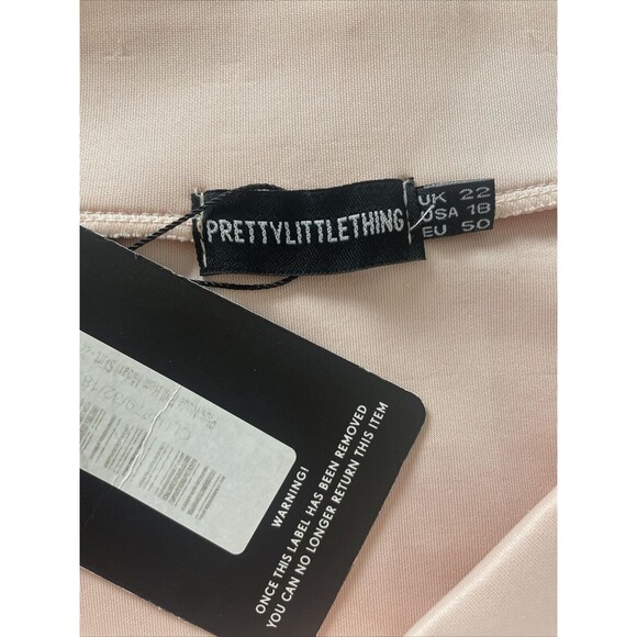 NWT Pretty Little Thing Pink Stretch Midi Skirt Ruffle Flounce Pull On Sz 18 - Picture 5 of 6